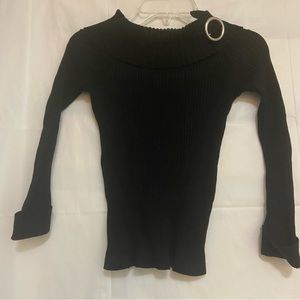 Eastside Westside black silk blend cropped ribbed blouse  SZ  S